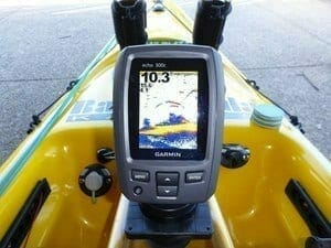 Fish Finder Mounted on front of kayak